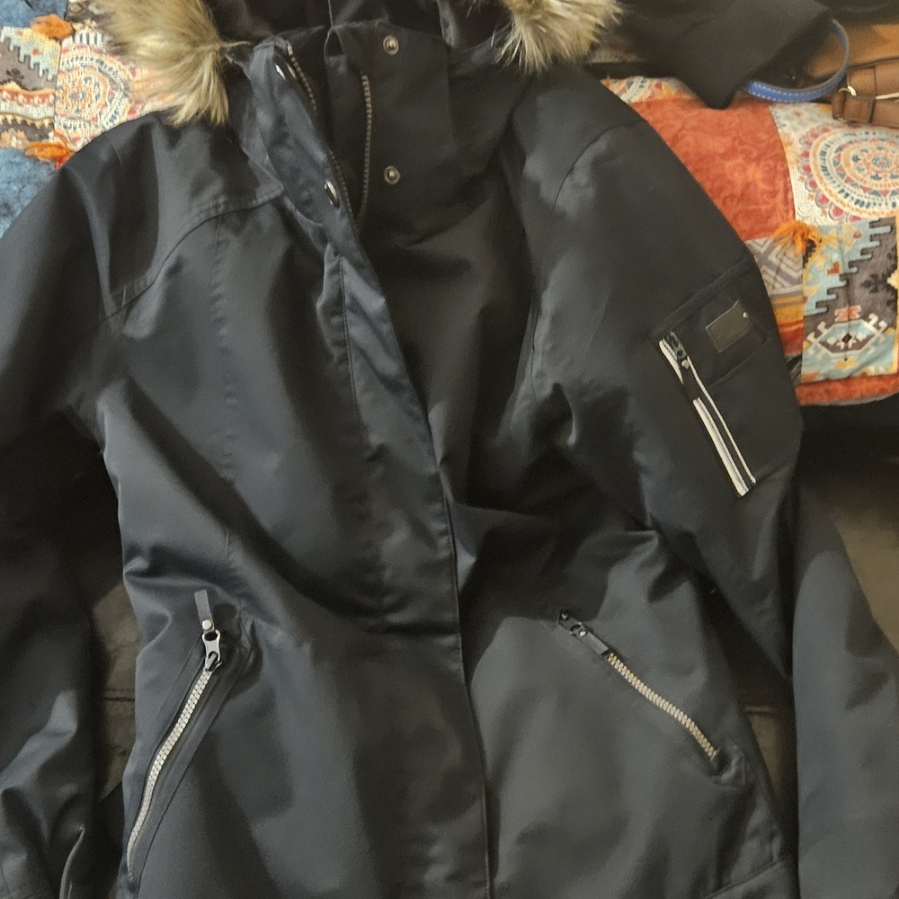 Women's Black Jacket with Fur Trim